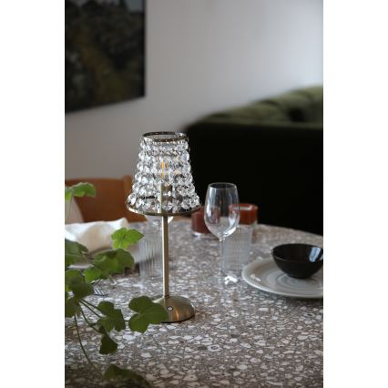 Markslöjd 109125 - Luminária de Mesa LED Dimável Recarregável com Comando Tátil LIORA 1xE14/2W/2000 mAh latão