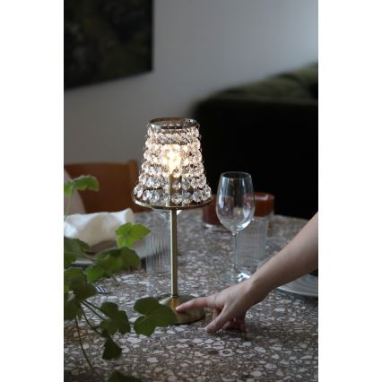 Markslöjd 109125 - Luminária de Mesa LED Dimável Recarregável com Comando Tátil LIORA 1xE14/2W/2000 mAh latão
