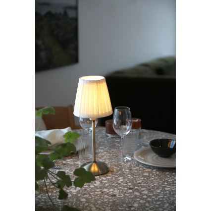 Markslöjd 109126 - Lâmpada de mesa LED tátil recarregável e dimerizável ANNO 1xE14/2W/2000 mAh branco/latão