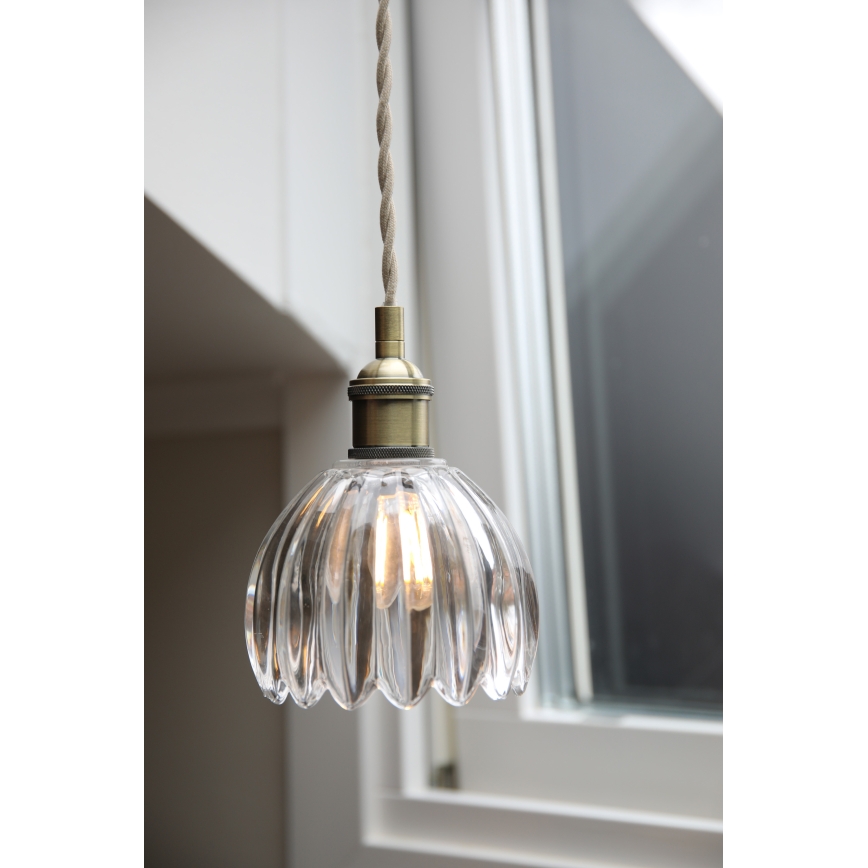 Markslöjd 109136 - Lustre suspenso em cabo GOTA 1xE14/40W/230V latão/vidro transparente