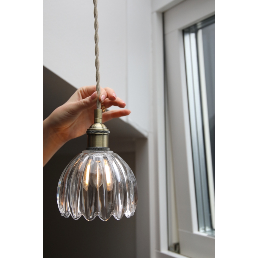 Markslöjd 109136 - Lustre suspenso em cabo GOTA 1xE14/40W/230V latão/vidro transparente