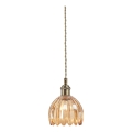 Markslöjd 109137 - Candeeiro pendente com cabo GOTA 1xE14/40W/230V Ø 13 cm bege fumê/latão