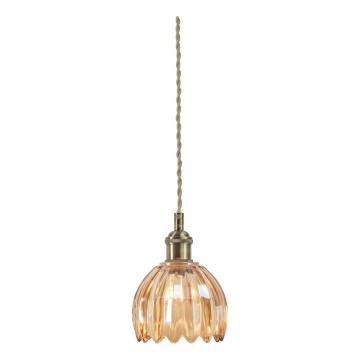 Markslöjd 109137 - Candeeiro pendente com cabo GOTA 1xE14/40W/230V Ø 13 cm bege fumê/latão