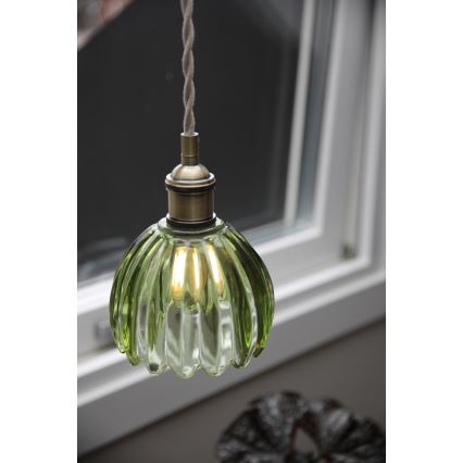 Markslöjd 109138 - Pendente em cabo GOTA 1xE14/40W/230V Ø 13 cm verde fumê/latão