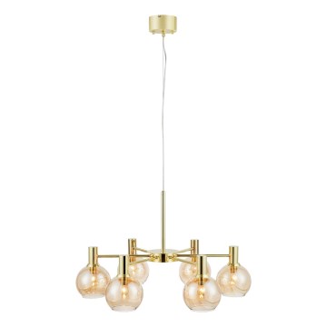 Markslöjd 109153 - Lustre suspenso com cabo AMBRA 6xE14/40W/230V Ø 75 cm dourado/bege fumê