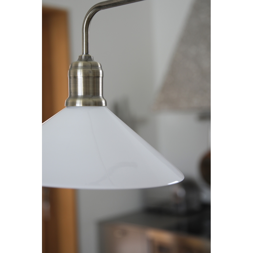 Markslöjd 109160 - Lustre de haste VELA 2xE27/60W/230V branco/latão
