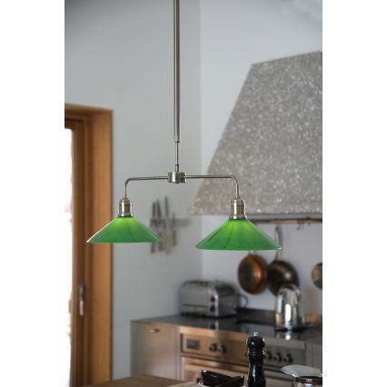 Markslöjd 109161 - Lustre em haste VELA 2xE27/60W/230V verde/latão