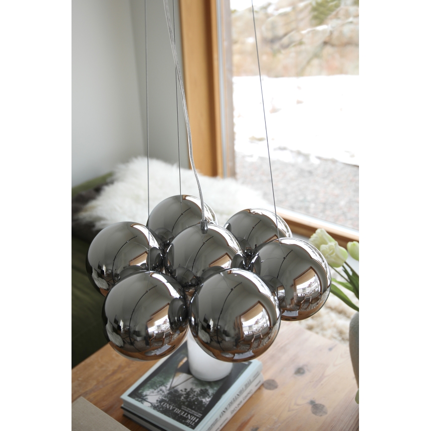 Markslöjd 109167 - Lustre pendente CUPOLO 7xE14/40W/230V, diâmetro 45 cm, cromado brilhante
