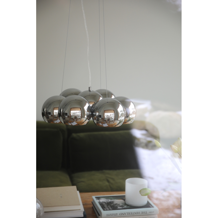Markslöjd 109167 - Lustre pendente CUPOLO 7xE14/40W/230V, diâmetro 45 cm, cromado brilhante