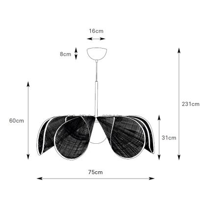 Markslöjd 109170 - Pendente em cabo STYRKA 1xE27/40W/230V Ø 75 cm bege