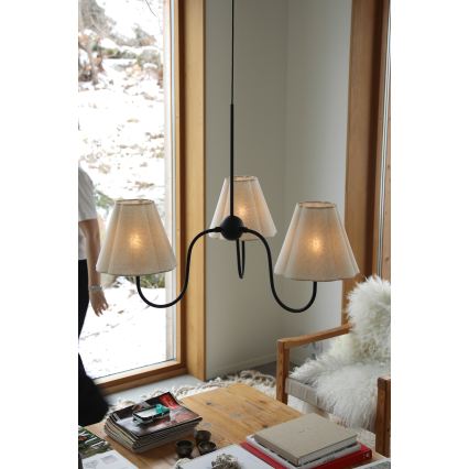 Markslöjd 109172 - Lustre VEYA suspenso por cabo 3xE14/40W/230V Ø 90 cm linho/preto