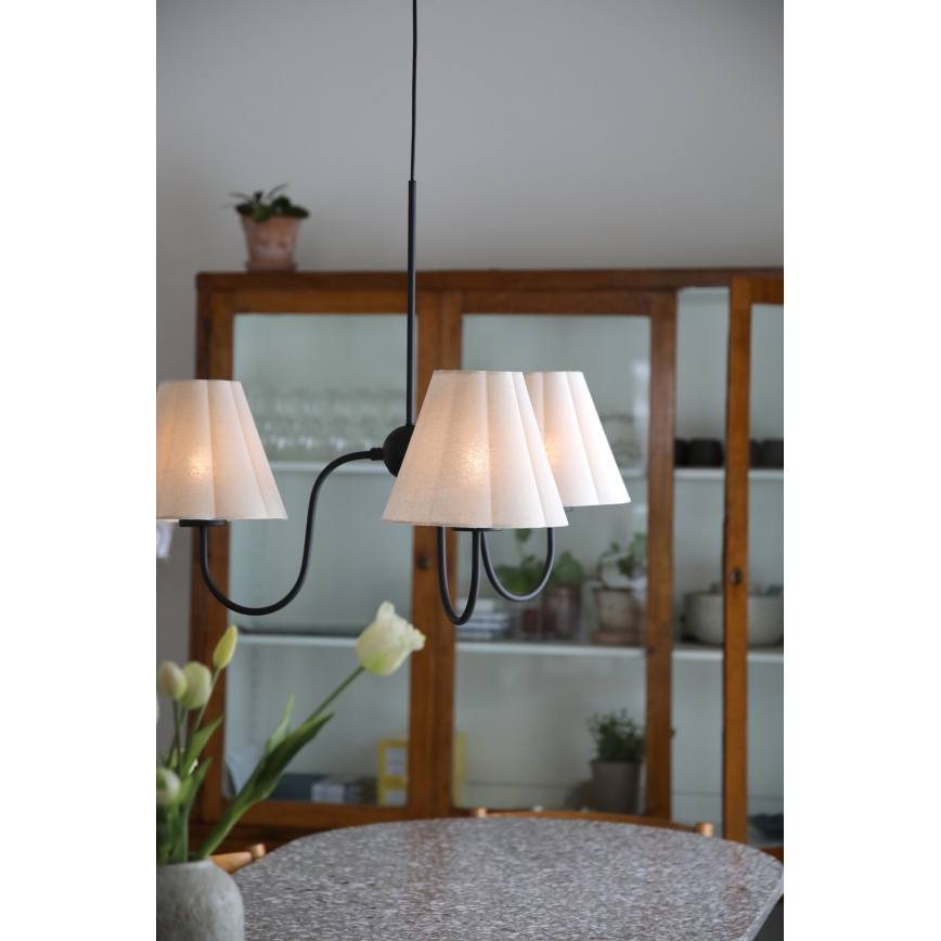 Markslöjd 109172 - Lustre VEYA suspenso por cabo 3xE14/40W/230V Ø 90 cm linho/preto