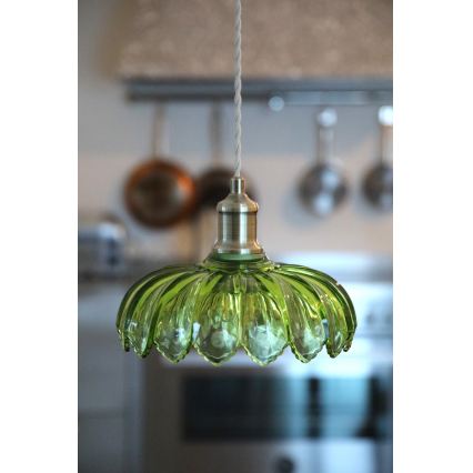 Markslöjd 109177 - Lustre pendente com cabo KURAGE 1xE27/40W/230V latão/verde fumê