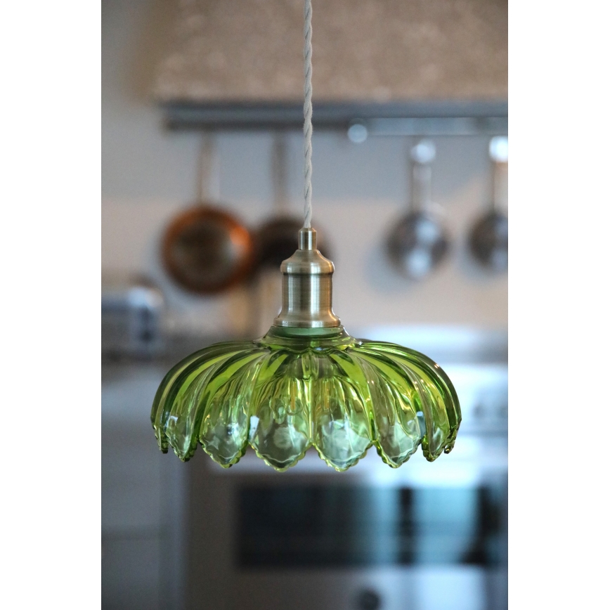 Markslöjd 109177 - Lustre pendente com cabo KURAGE 1xE27/40W/230V latão/verde fumê
