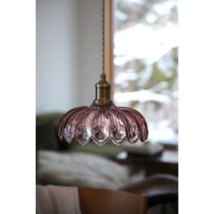 Markslöjd 109178 - Lustre suspenso com cabo KURAGE 1xE27/40W/230V latão/rosa fumado
