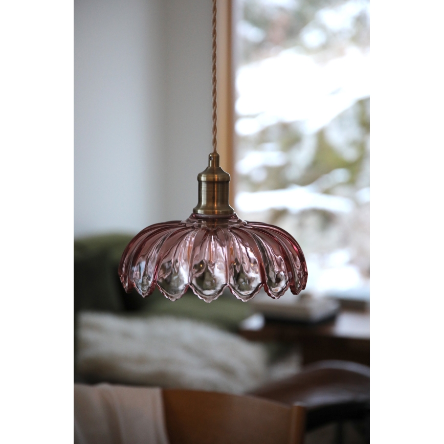 Markslöjd 109178 - Lustre suspenso com cabo KURAGE 1xE27/40W/230V latão/rosa fumado