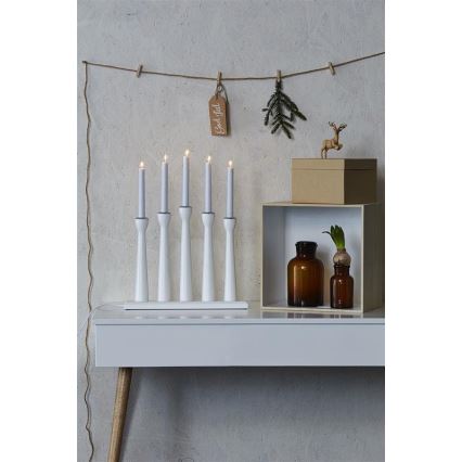 Markslöjd 702229 - Castiçal de natal MASESKÄR 5xE10/3W/230V branco