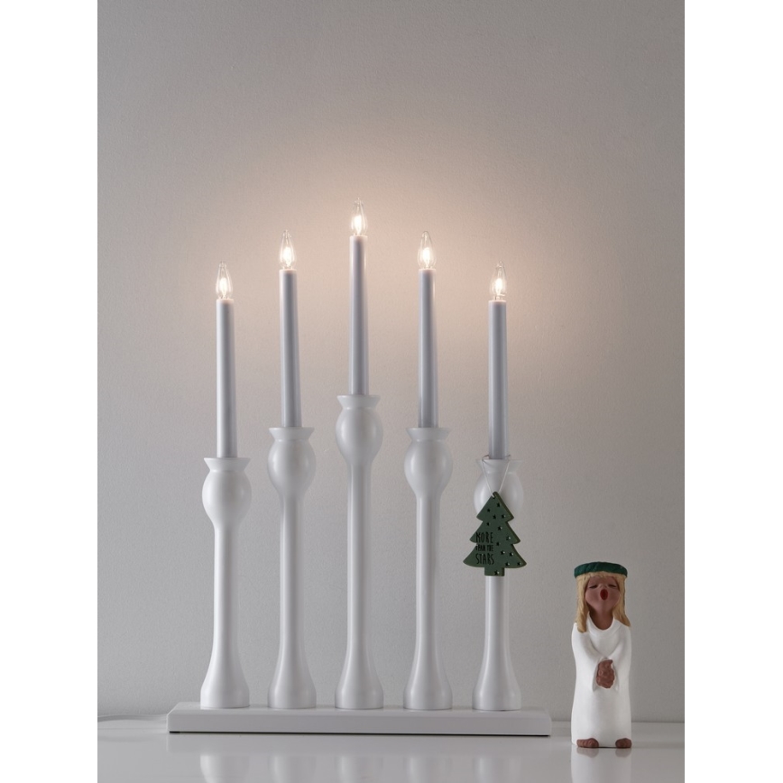 Markslöjd 703800 - Castiçal de natal LÖVASA 5xE10/3W/230V branco