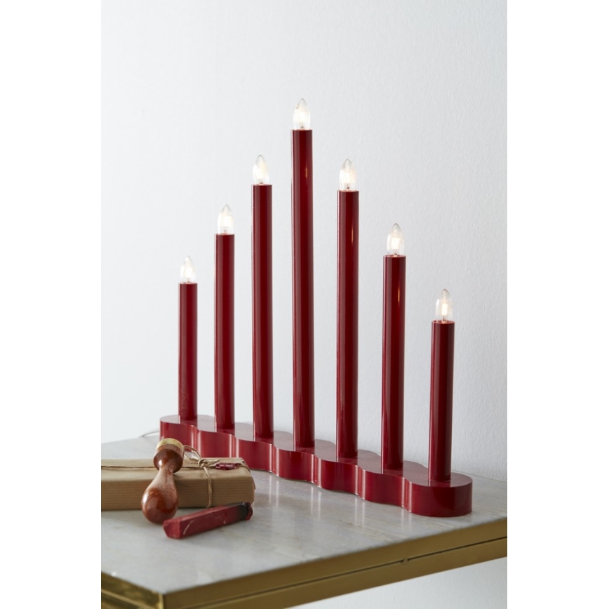 Markslöjd 704018 - Castiçal de natal HOL 7xE10/0,06W/230V vermelho