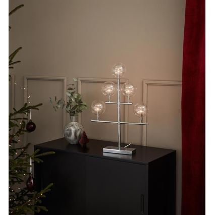 Markslöjd 704820 - Castiçal de Natal MAESTRO 5xE5/0,8W/230/12V cromado brilhante