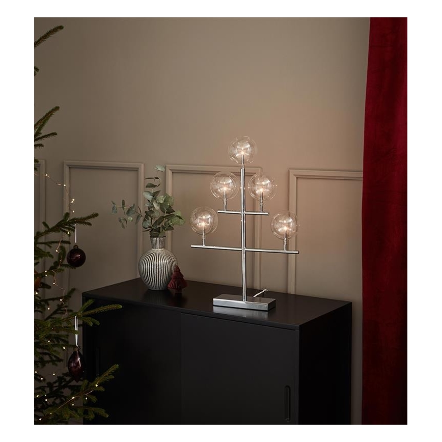 Markslöjd 704820 - Castiçal de Natal MAESTRO 5xE5/0,8W/230/12V cromado brilhante