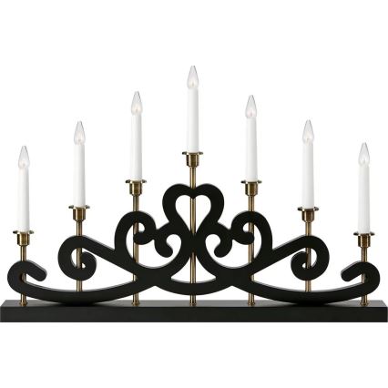 Markslöjd 705966 - Candelabro de Natal NIGHTFALL 7xE10/3W/230V preto/latão