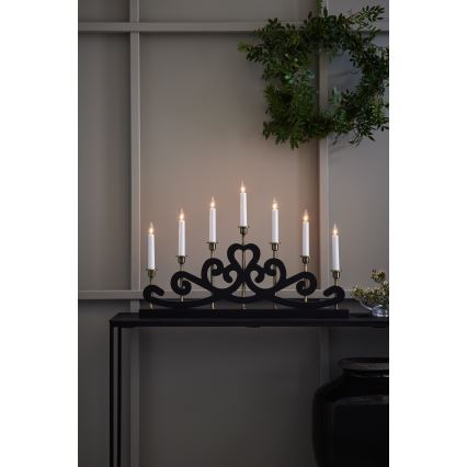 Markslöjd 705966 - Candelabro de Natal NIGHTFALL 7xE10/3W/230V preto/latão