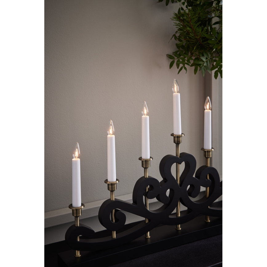 Markslöjd 705966 - Candelabro de Natal NIGHTFALL 7xE10/3W/230V preto/latão