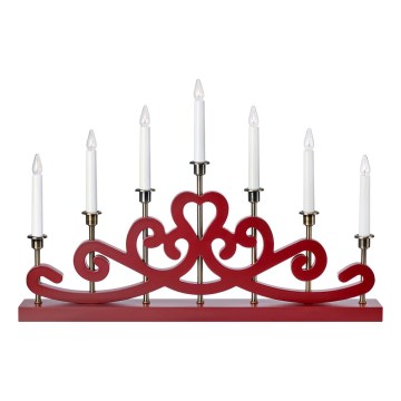 Markslöjd 706210 - Candelabro de Natal NIGHTFALL 7xE10/3W/230V vermelho/latão