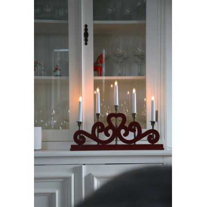 Markslöjd 706211 - Candelabro de Natal ENEBY 5xE10/3W/230V vermelho/latão