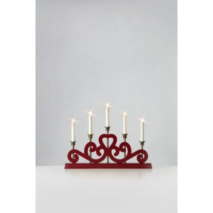 Markslöjd 706211 - Candelabro de Natal ENEBY 5xE10/3W/230V vermelho/latão