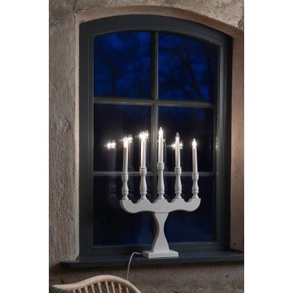 Markslöjd 706278 - Candelabro de Natal SVANEHOLM 5xE10/3W/230V pinho/branco