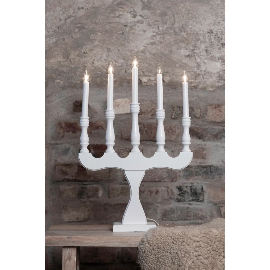 Markslöjd 706278 - Candelabro de Natal SVANEHOLM 5xE10/3W/230V pinho/branco