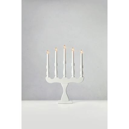 Markslöjd 706278 - Candelabro de Natal SVANEHOLM 5xE10/3W/230V pinho/branco
