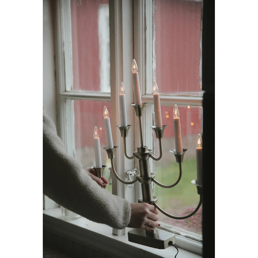 Markslöjd 706282 - Candelabro de Natal GYLLING 7xE10/3W/230V latão