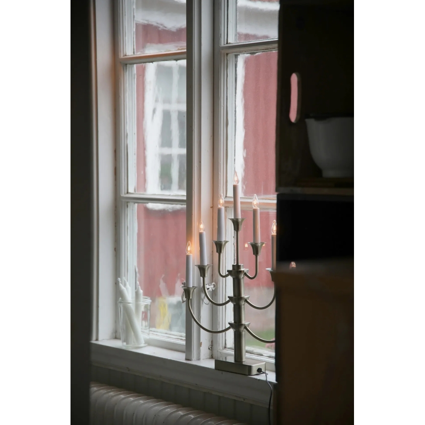 Markslöjd 706282 - Candelabro de Natal GYLLING 7xE10/3W/230V latão