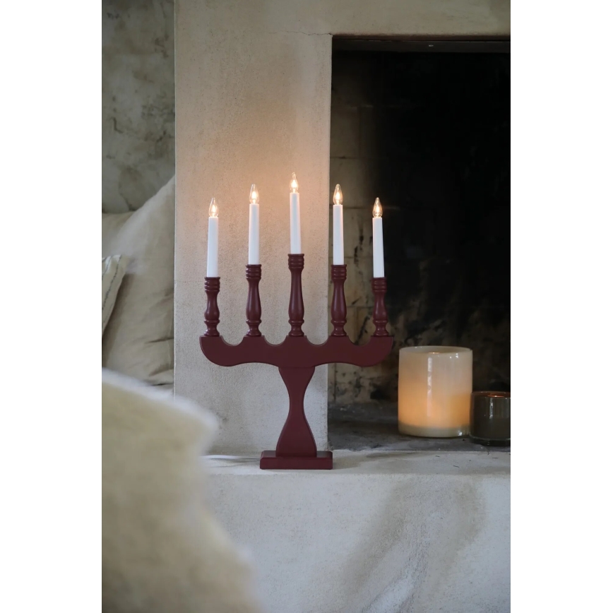 Markslöjd 706373 - Castiçal de Natal SVANEHOLM 5xE10/3W/230V pinho/vermelho