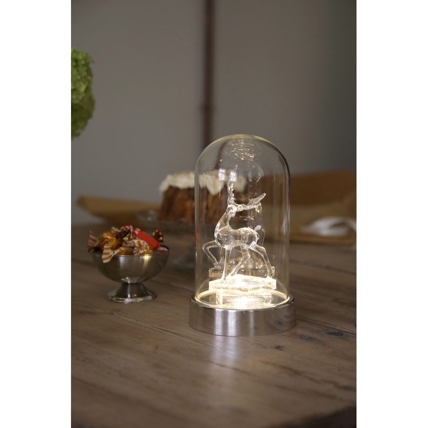 Markslöjd 706528 - Decoração de Natal LED ISLA LED/0,06W/3xAA cromado brilhante/rena
