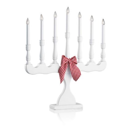 Markslöjd 8004 - Candelabro de Natal SVANEHOLM 7xE10/3W/230V branco