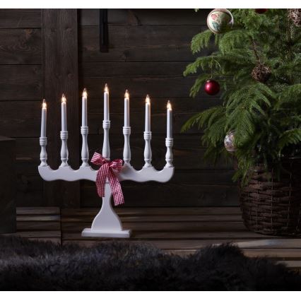 Markslöjd 8004 - Candelabro de Natal SVANEHOLM 7xE10/3W/230V branco