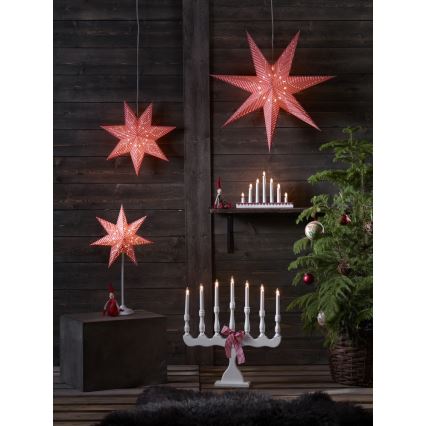 Markslöjd 8004 - Candelabro de Natal SVANEHOLM 7xE10/3W/230V branco