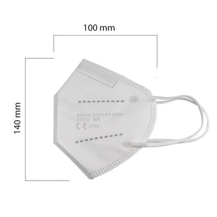 Máscara de tamanho de criança FFP2 Kids NR CE 0370 branca 50pcs