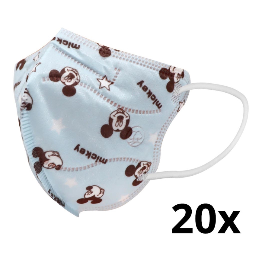 Máscara de tamanho infantil FFP2 Kids NR CE 0370 Mickey azul 20pcs