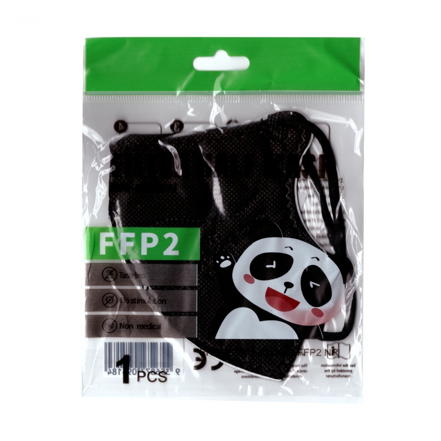 Máscara FFP2 NR preta 50pcs tamanho de criança