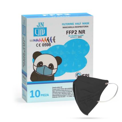 Máscara FFP2 NR preta 50pcs tamanho de criança