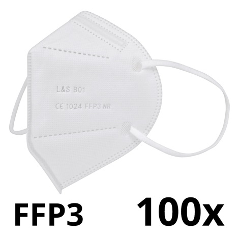 Máscara FFP3 NR L&S B01 - 5-camadas - 99,87% de eficiência 100pcs