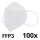 Máscara FFP3 NR L&S B01 - 5-camadas - 99,87% de eficiência 100pcs
