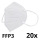 Máscara FFP3 NR L&S B01 - 5-camadas - 99,87% de eficiência 20pcs