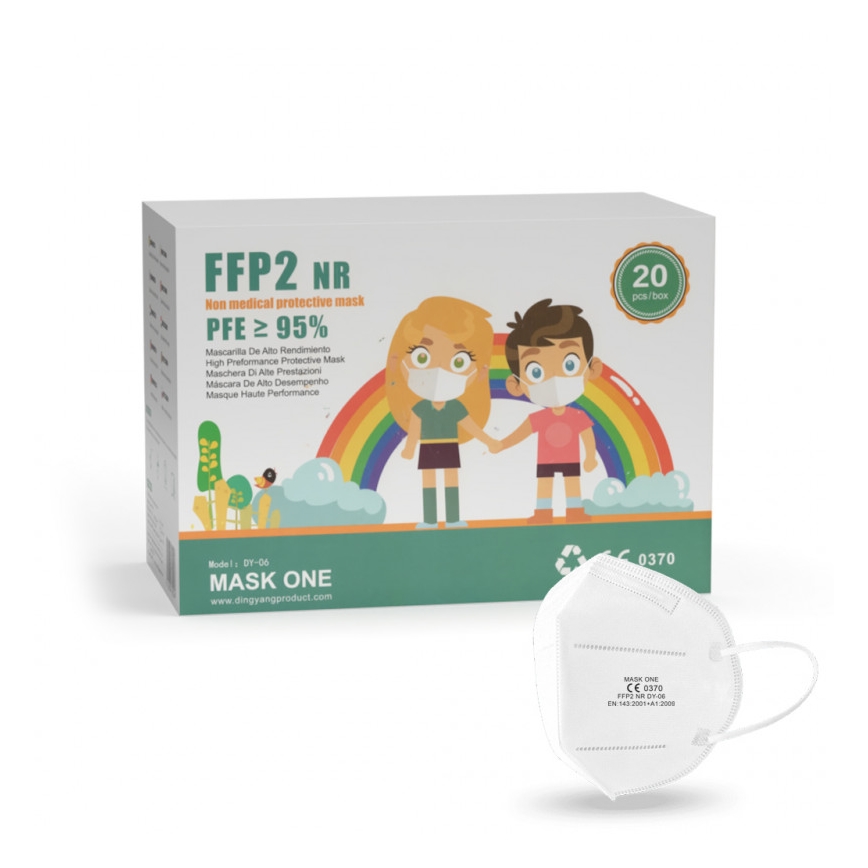 Mask One máscara infantil  FFP2 NR - CE 0370 branca 20pcs