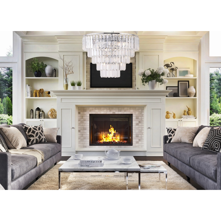 MAXLIGHT P0260 - Candeeiro suspenso MONACO 15xG9/40W/230V diâmetro 60 cm cromado brilhante